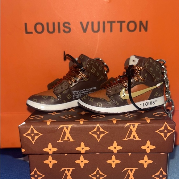 Louis Vuitton Brown and Gold Monogram Keychain Sneakers - Picture 1 of 1